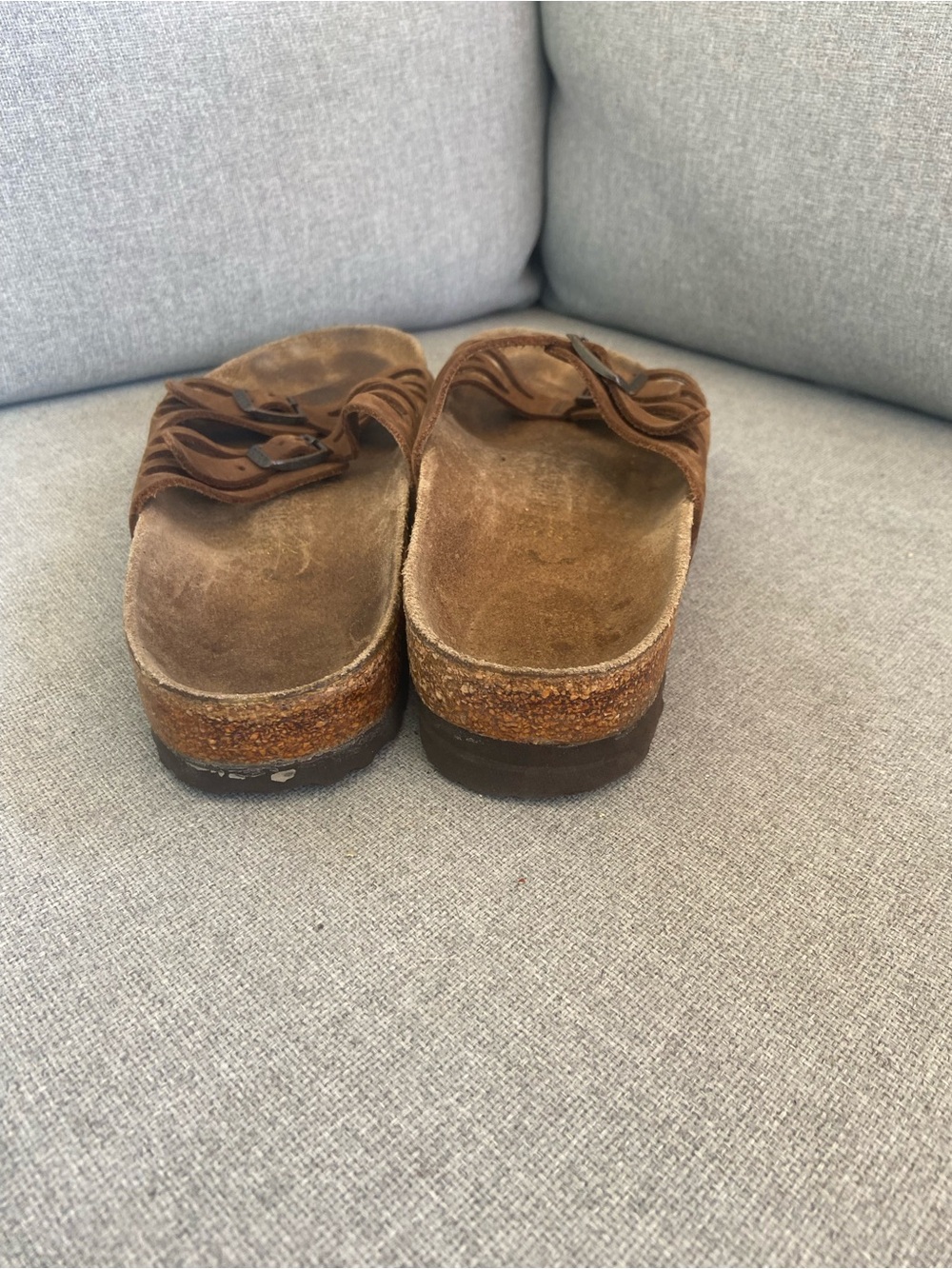 Birkenstock Brown Suede Strappy Slide Sandals - Picture 6 of 8